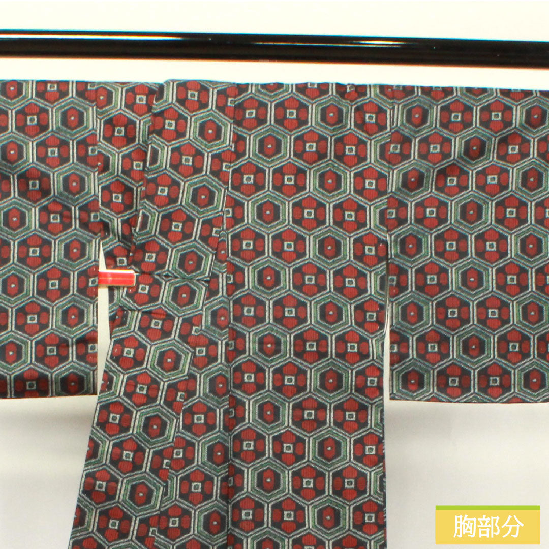 Murayama Oshima Tsumugi Silk Length 157cm Sleeve length 62.5cm Tortoise shell A rank Lined Black 1116002993310