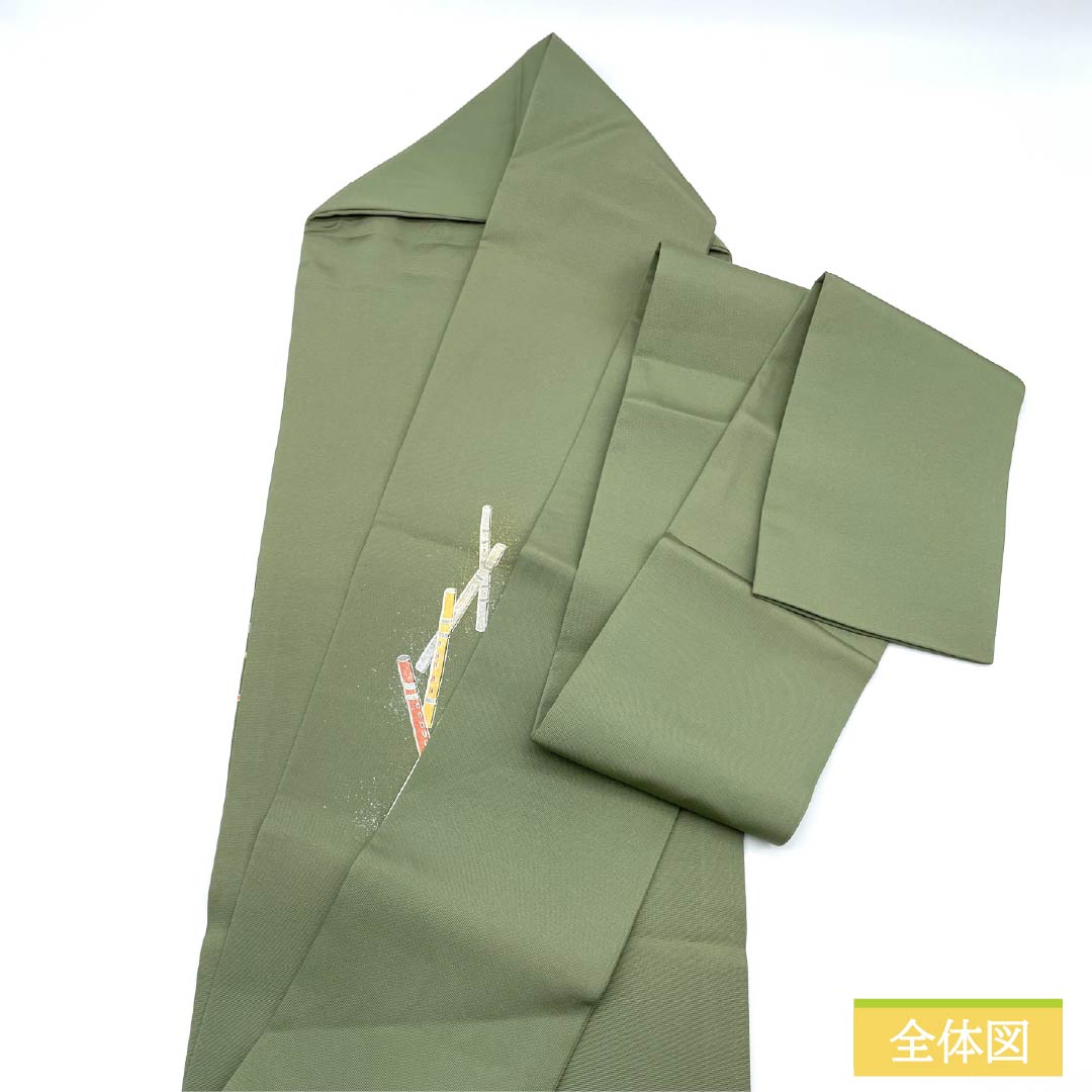 Nagoya-style obi, pure silk, S-rank, Iwai brown (Iwai Chairo), dyed with a flute, length 372cm, accent pattern, semi-formal, green, 1124010672319, Nagoya-made