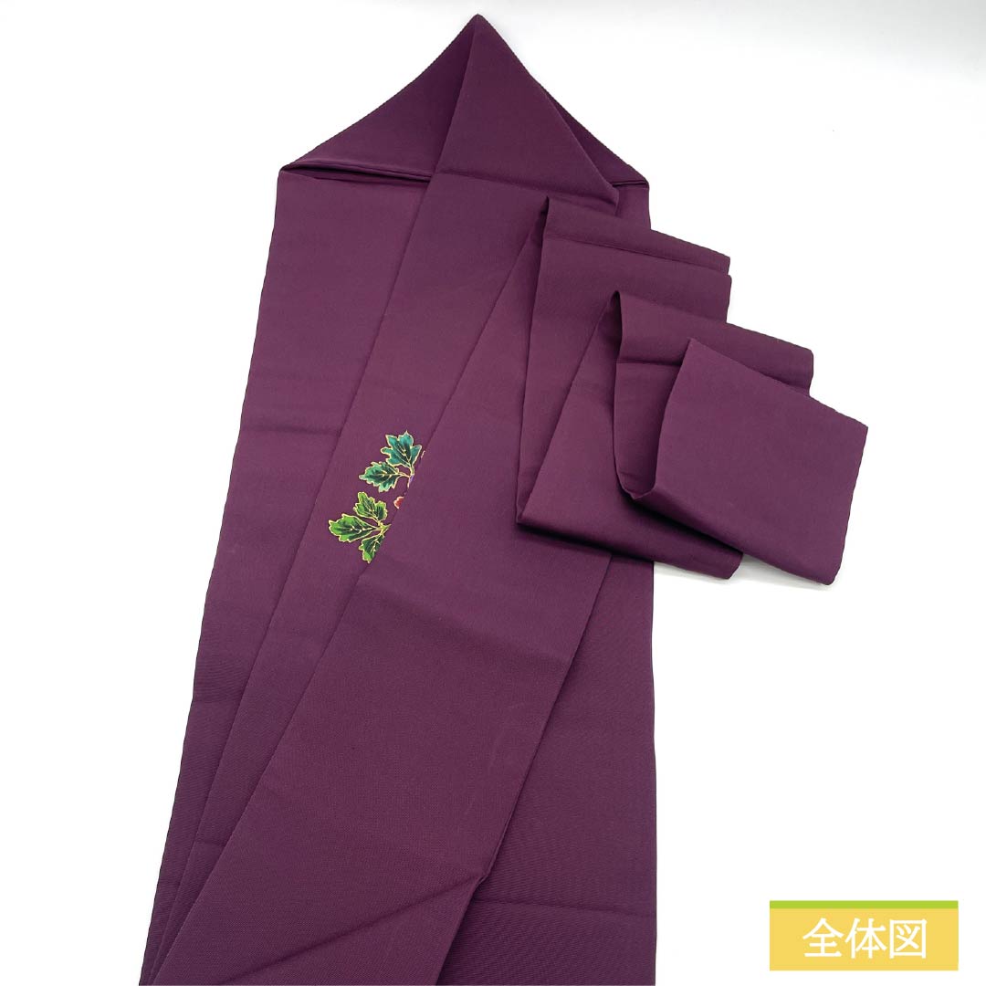 名古屋帯 正絹 Aランク 蒲萄色（えびいろ） 染め帯 塩瀬 蝶 帯丈352cm ポイント柄 カジュアル 紫系 1124009583320 名古屋仕立て