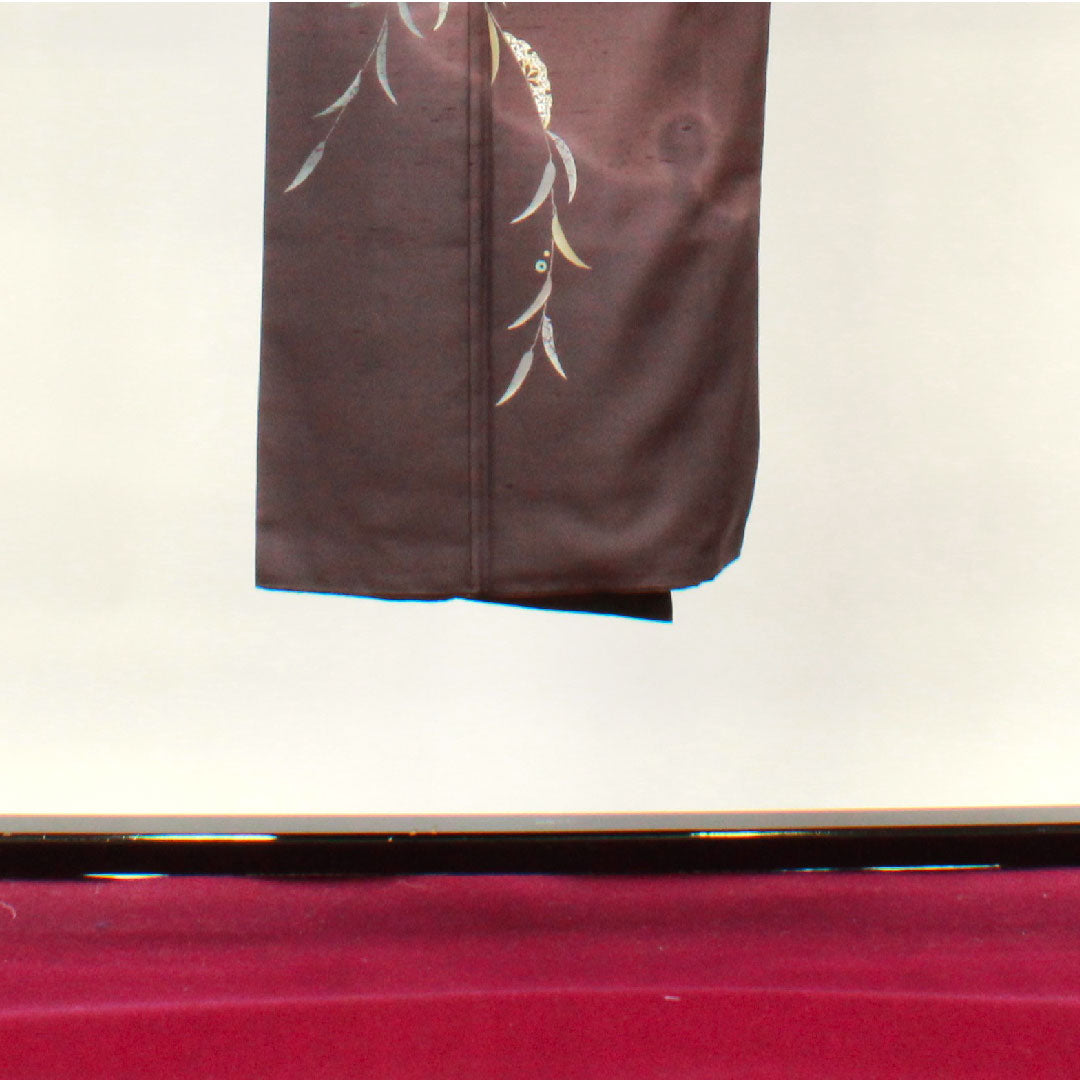 Men's Length 134cm Sleeve length 69.5cm Ushiku Tsumugi Hakusan Kobo Ichikawa Junichiro Yukiwa Pure silk S rank Awase Purple 1119000502320