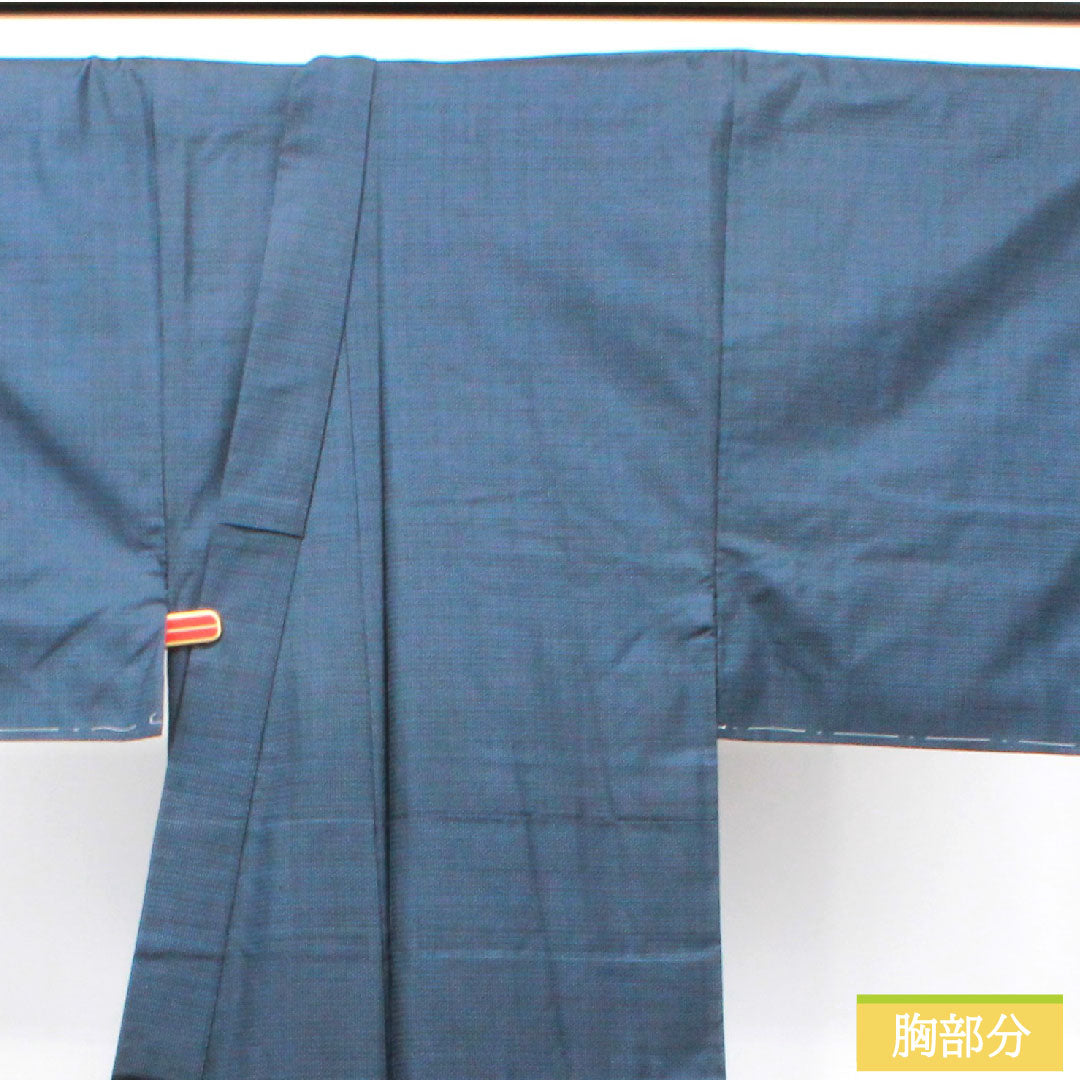 Men's pure silk, length 146cm, sleeve length 67.5cm, Oshima Tsumugi 100 tortoiseshell, with basting thread, unused, S rank, lined, navy blue, 1119000752418