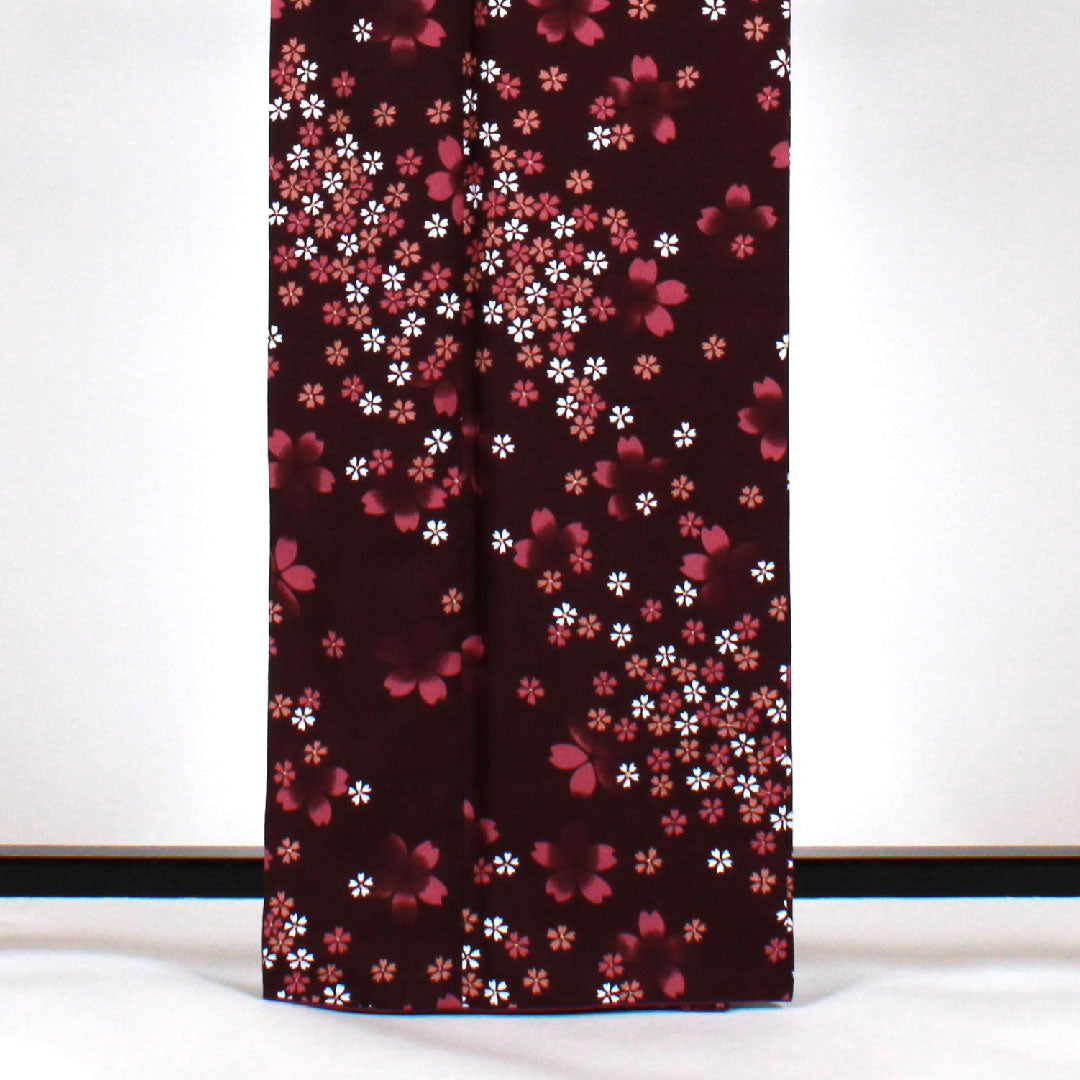 小紋 身丈166cm 裄丈68cm 袷  桜模様 洗える着物  ポリ Sランク 紫系 1115000842420