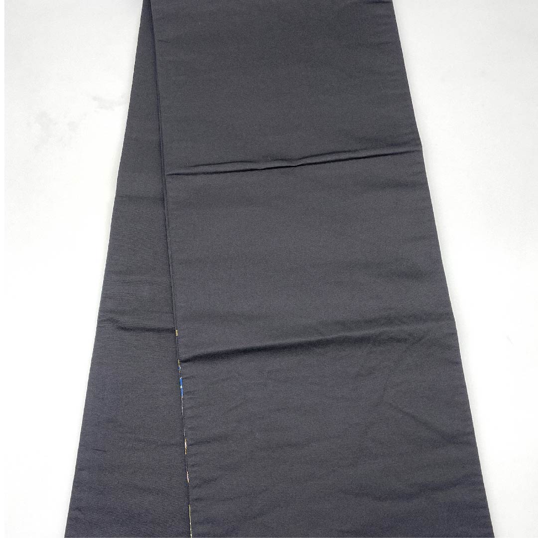 袋帯 黒色 振袖用 白綾苑大庭 帯丈442cm 正絹 Sランク 六通 フォーマル 黒系 1123007842310