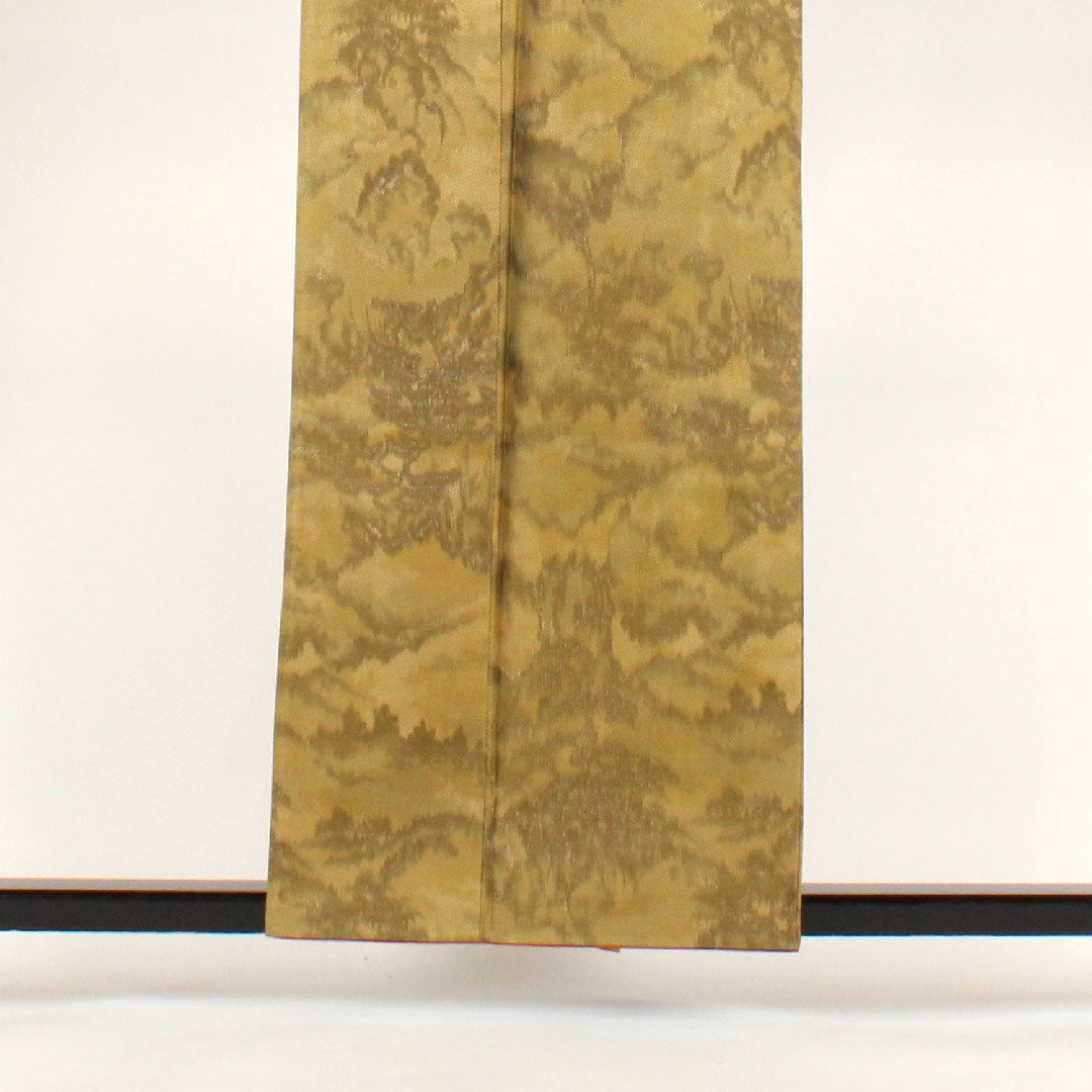 小紋 身丈159cm 裄丈64cm 袷  洗える着物 織ボカシ ポリ Sランク 黄系 1115000112323
