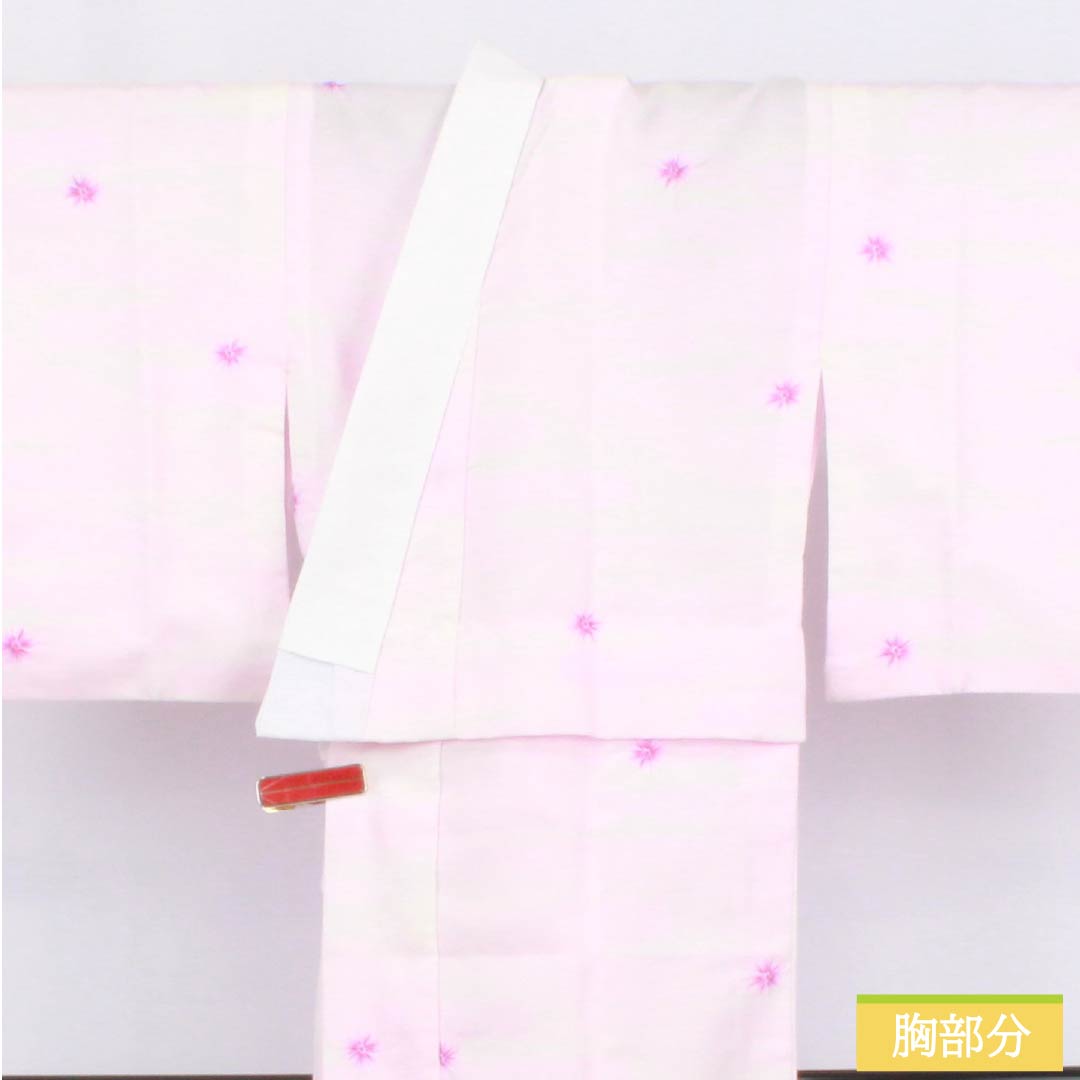 Nagajuban (long under-kimono), Polyester, Grade A, Length 115cm, Sleeve Length 61cm, Single-layer, Pale Pink (tankoshoku), Abstract Pattern, Half-collar, with Raising, Purple, 1129000783120