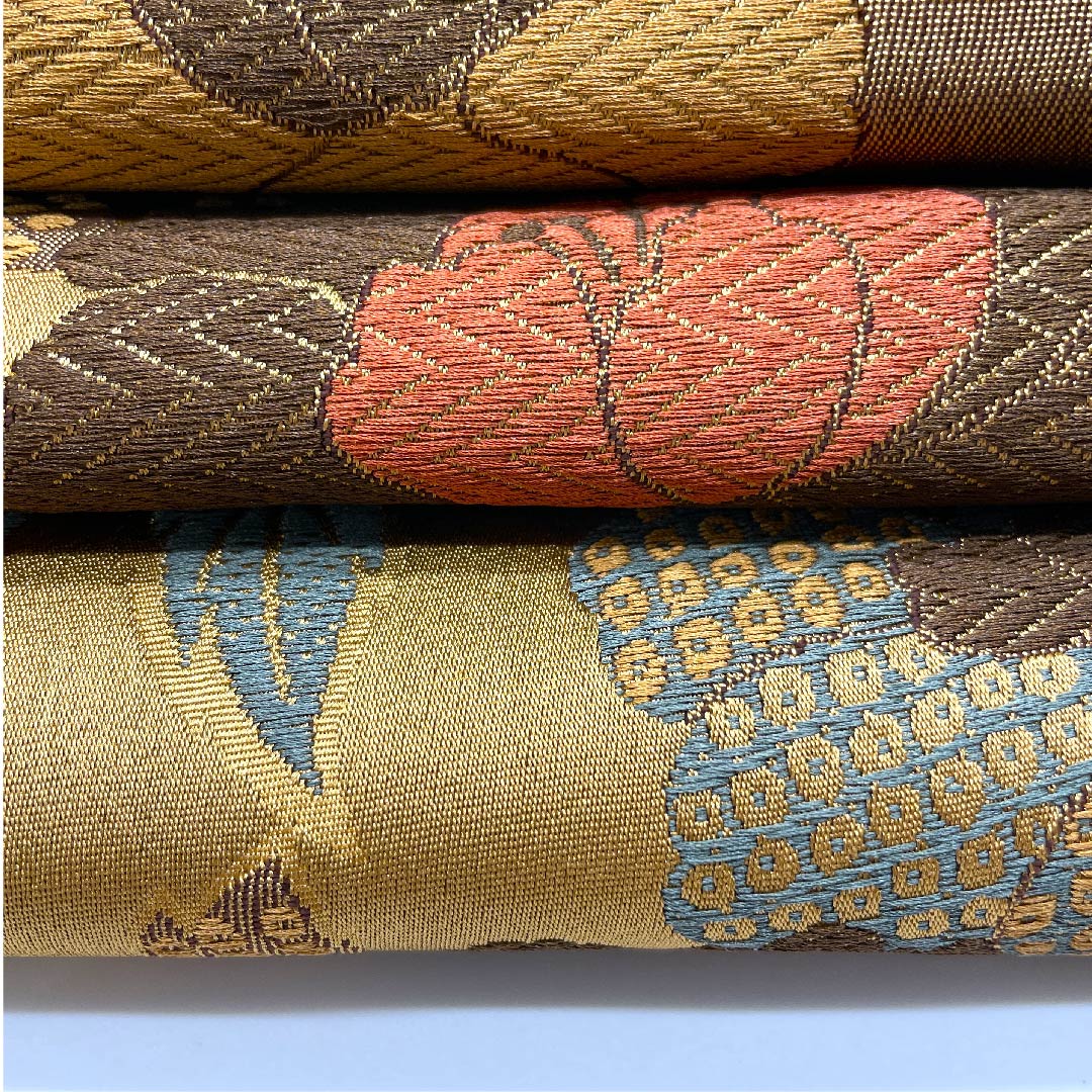 名古屋帯 京袋帯 煙草色 草花模様 帯丈362cm ポリ Sランク 六通 セミフォーマル 茶系 1124003292314  開き仕立て