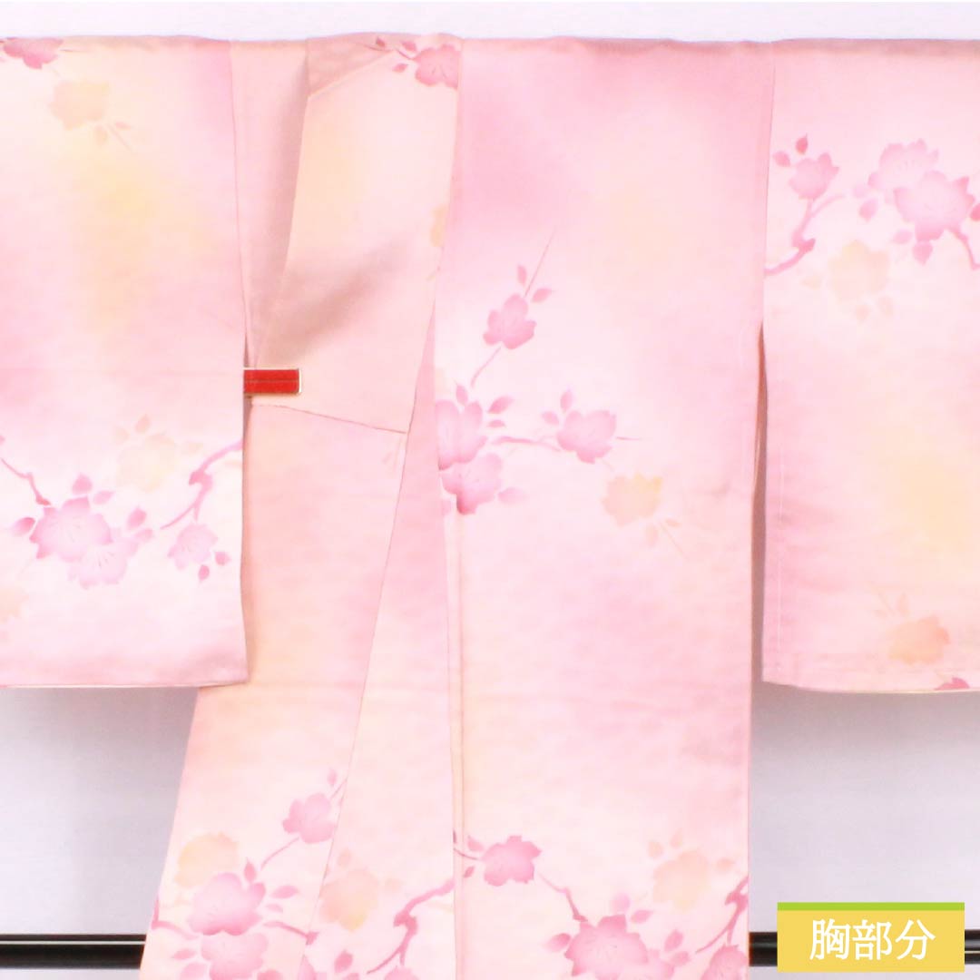 小紋 ポリエステル 身丈160.5cm 裄丈65cm 袷 似桃色（にせももいろ） 洗える着物 皐月 しつけ糸付き Aランク ピンク系 1115005563413