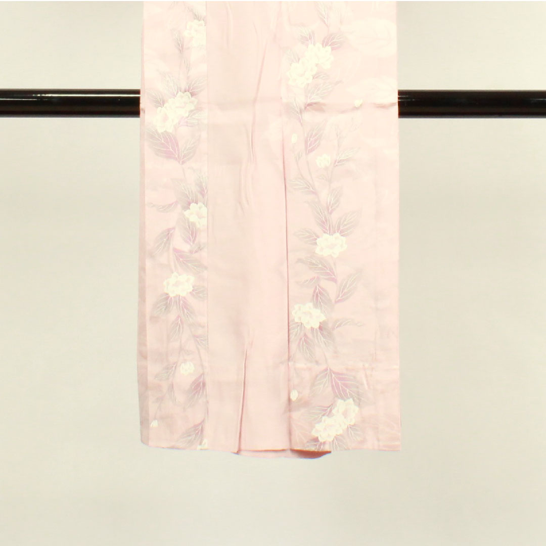 Long undergarment, pure silk, length 122cm, sleeve length 64cm, lined, floral pattern, S rank, pink, 1129000412113