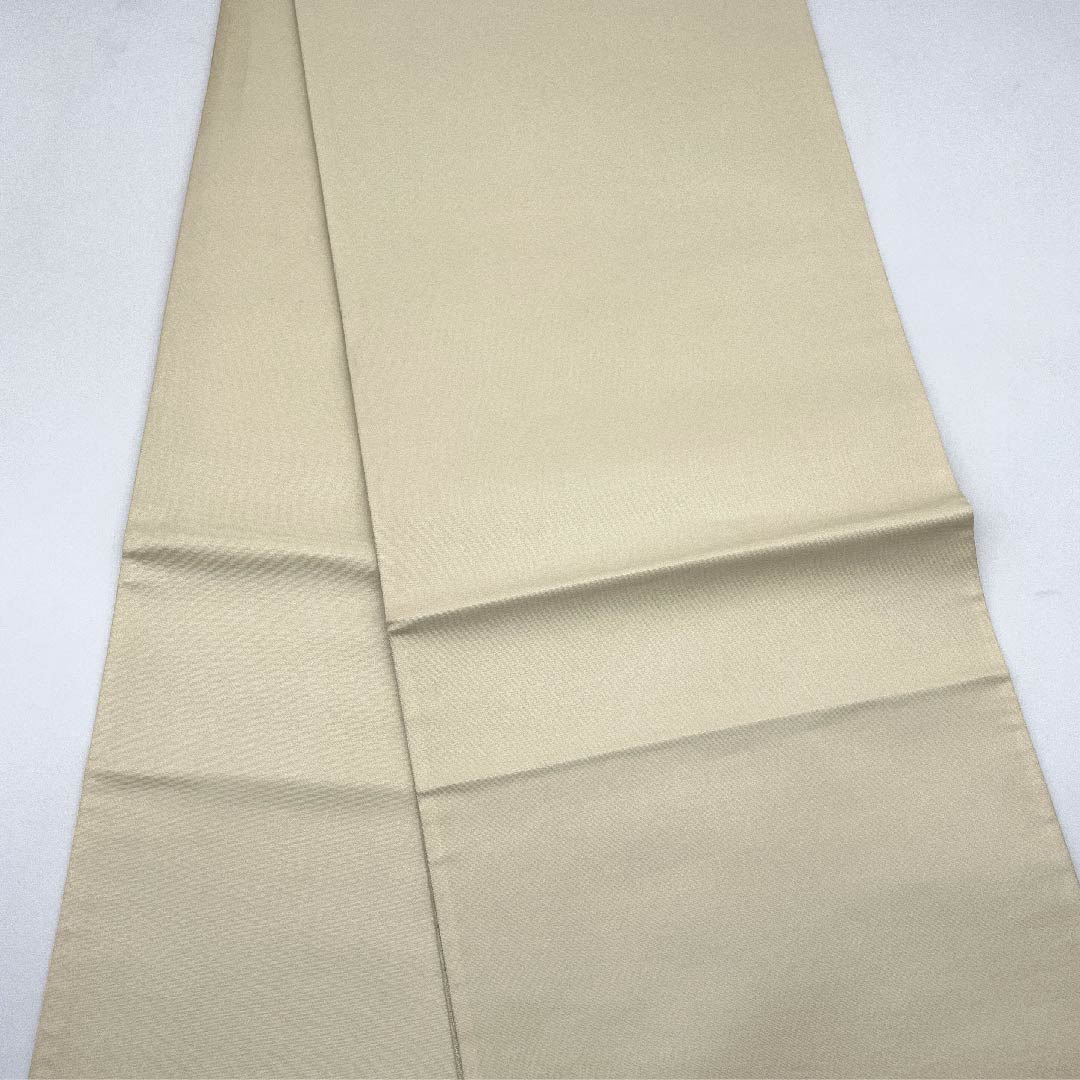 Ivory-colored Fukuro Obi (Bag) with pearl leaf and bamboo forest, Asayama Textile, Length 432cm, Pure silk, A-rank, Pointed pattern, Formal, Cream-colored, 1123006123315