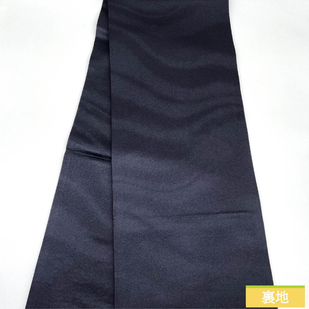 Fukuro Obi (Japanese traditional obi) made of pure silk, indigo blue, silver thread, abstract pattern, aurora, obi length 460cm, rank S, point pattern, semi-formal, navy blue, 1123010882418
