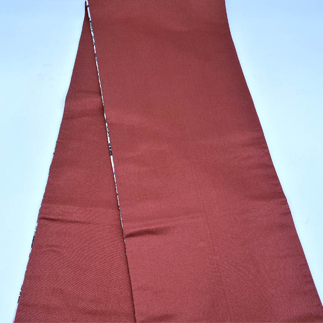 袋帯 生成り色（きなりいろ） 遠山 桜 紅葉 帯丈452cm 正絹 Aランク 全通 カジュアル クリーム系 1123005373415