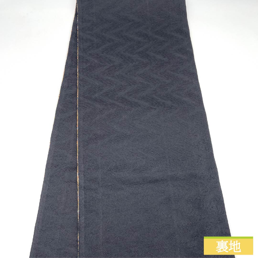 Fukuro Obi, Pure Silk, Weave, Length 456cm, S Rank, Six-way, Casual, Black, 1123013182410