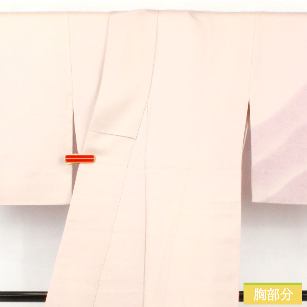 Homongi, pure silk, lined, length 157cm, sleeve length 63cm, cherry blossom color, Kyo-Yuzen, crane, A rank, purple, 1112005523320