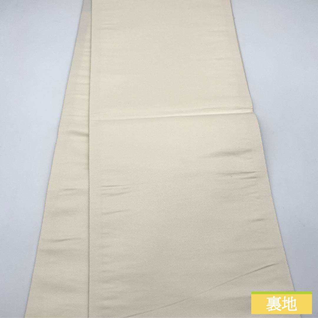袋帯 正絹 胡粉色（ごふんいろ） 染め帯 風景模様 帯丈438cm Sランク ポイント柄 フォーマル 白系 1123014362311