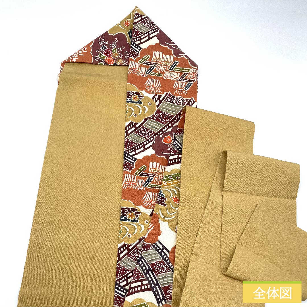 Nagoya obi, natural color, stencil dyeing, Kyo Bingata, classic pattern, cloud pattern, crepe fabric, obi length 362cm, pure silk, S rank, six-pass, casual, white, 1124005802311, Nagoya style