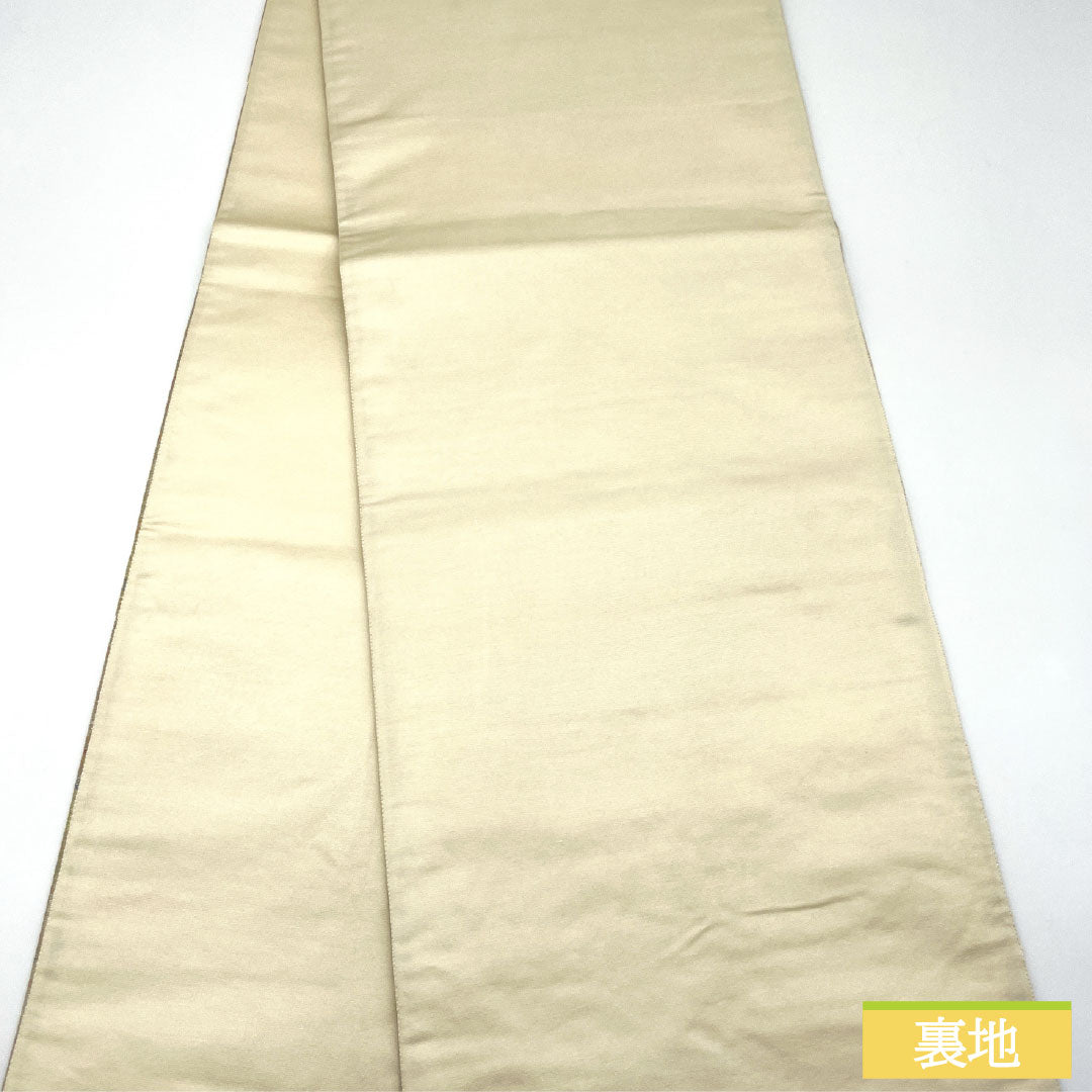 Fukuro Obi (sash), pure silk, A-rank, Nishijin-ori, with gold leaf detailing and a Shosoin pattern. Length: 426cm, six-fold, formal, gradient finish. Product number: 1123016043399