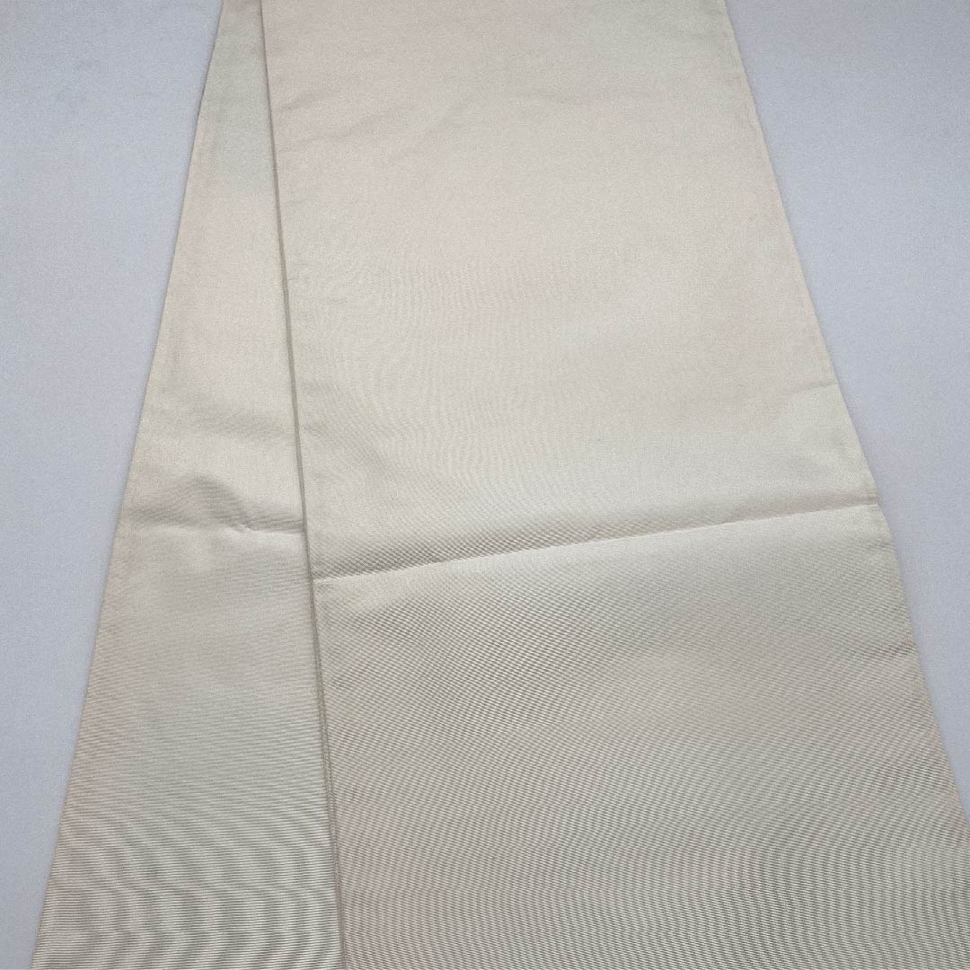 Fukuro Obi (sash) in off-white (kinari-iro) with fan-shaped floral pattern, obi length 436cm, pure silk, A-rank, point pattern, casual, cream-colored, 1123005803315