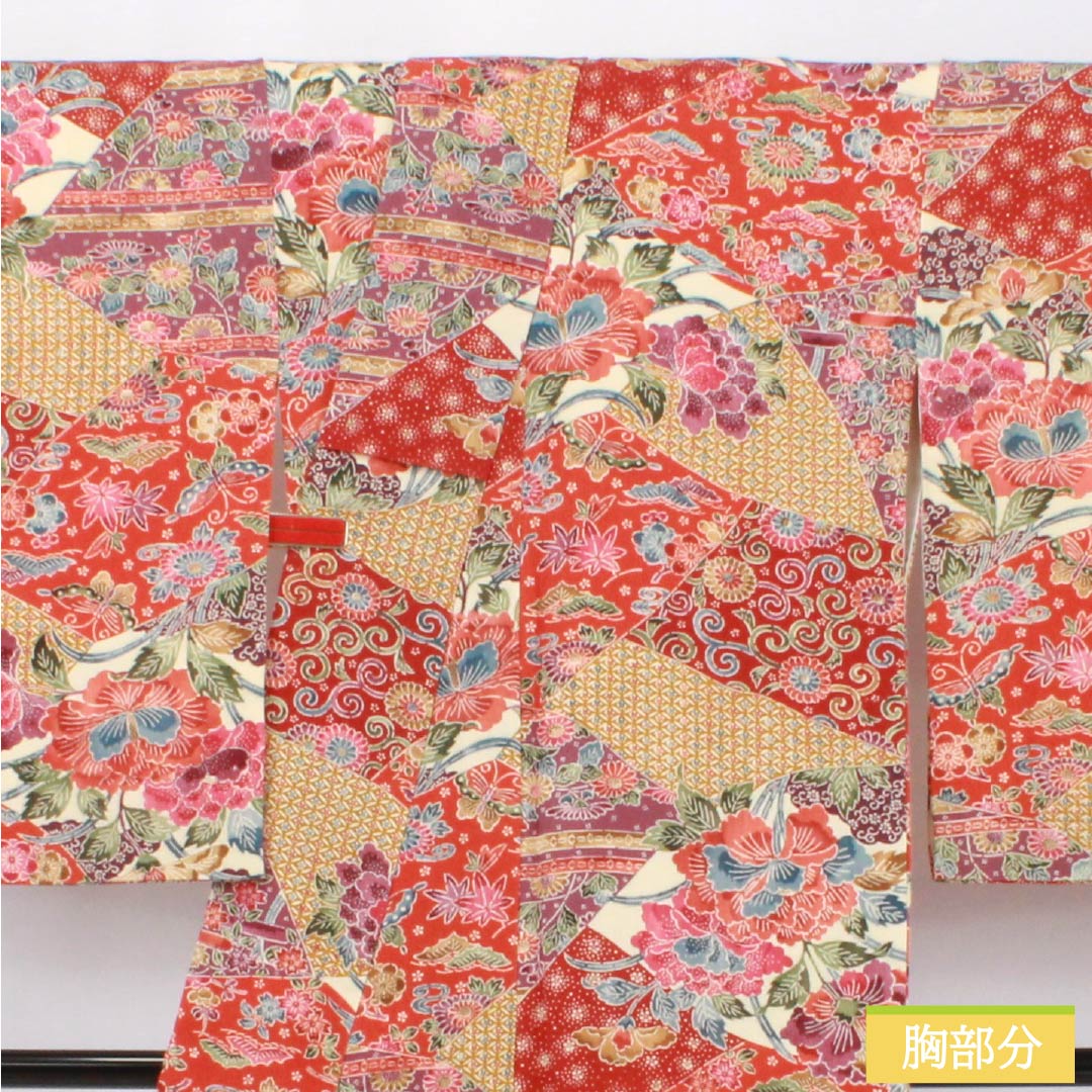 小紋 正絹 Sランク 身丈163cm 裄丈67cm 袷 京紅型 割付文様 紅型調 草花  グラデーション系 1115007342499