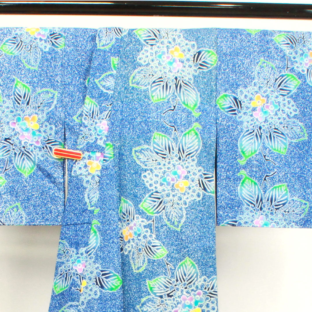 Yukata, dayflower color, hydrangea, cotton, B rank, single layer, length 158cm, sleeve length 66cm, blue, 1118003704317