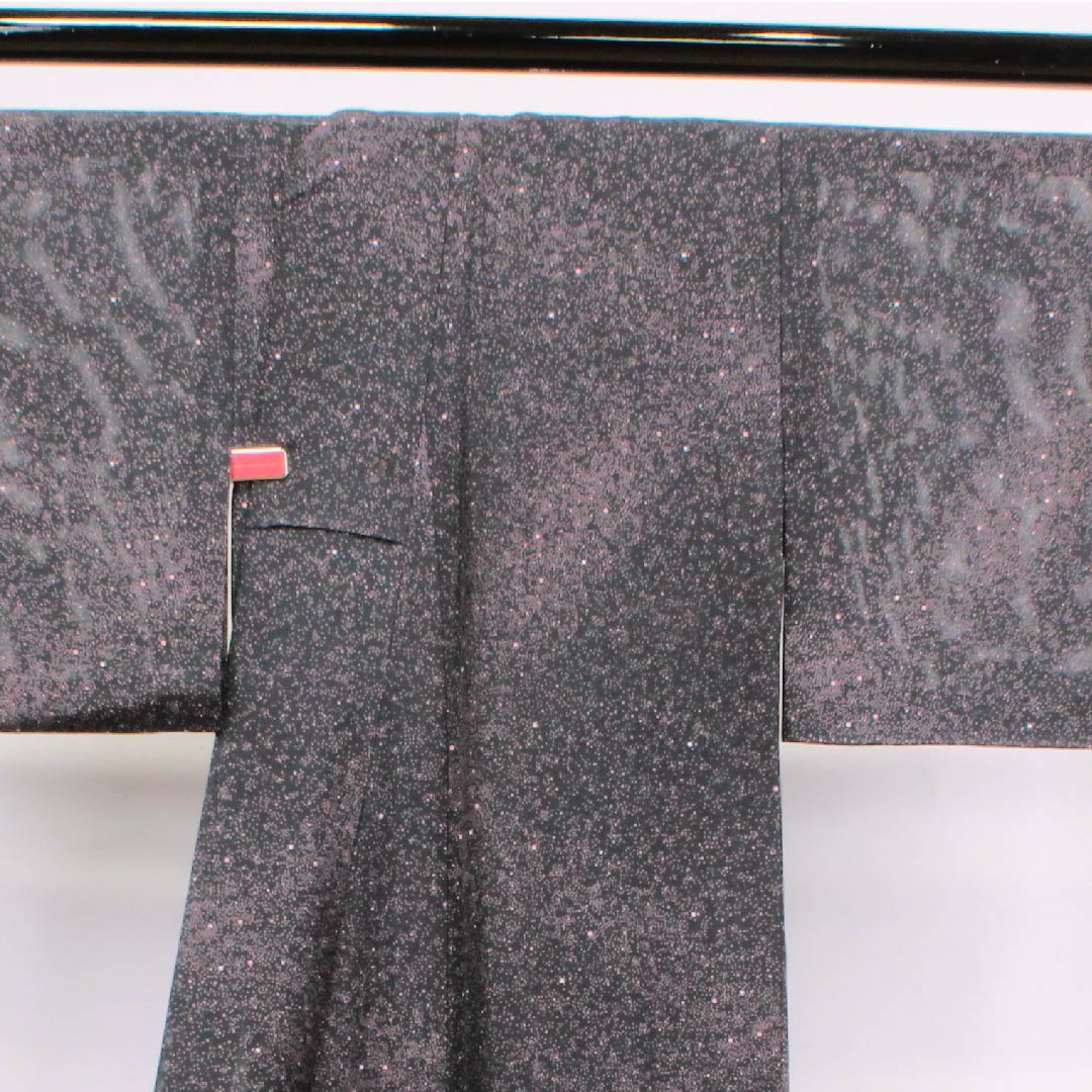 Summer pure silk komon length 163.5cm sleeve length 65cm black polka dot silk A rank black 1132000113410