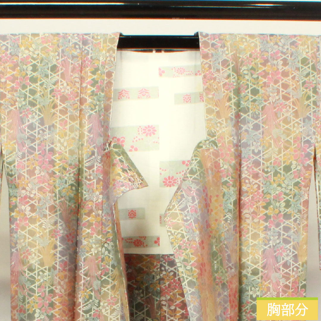 Travel wear, pure silk, length 94cm, sleeve length 64.5cm, floral pattern, A rank, lined, gradation style, 1117000633999