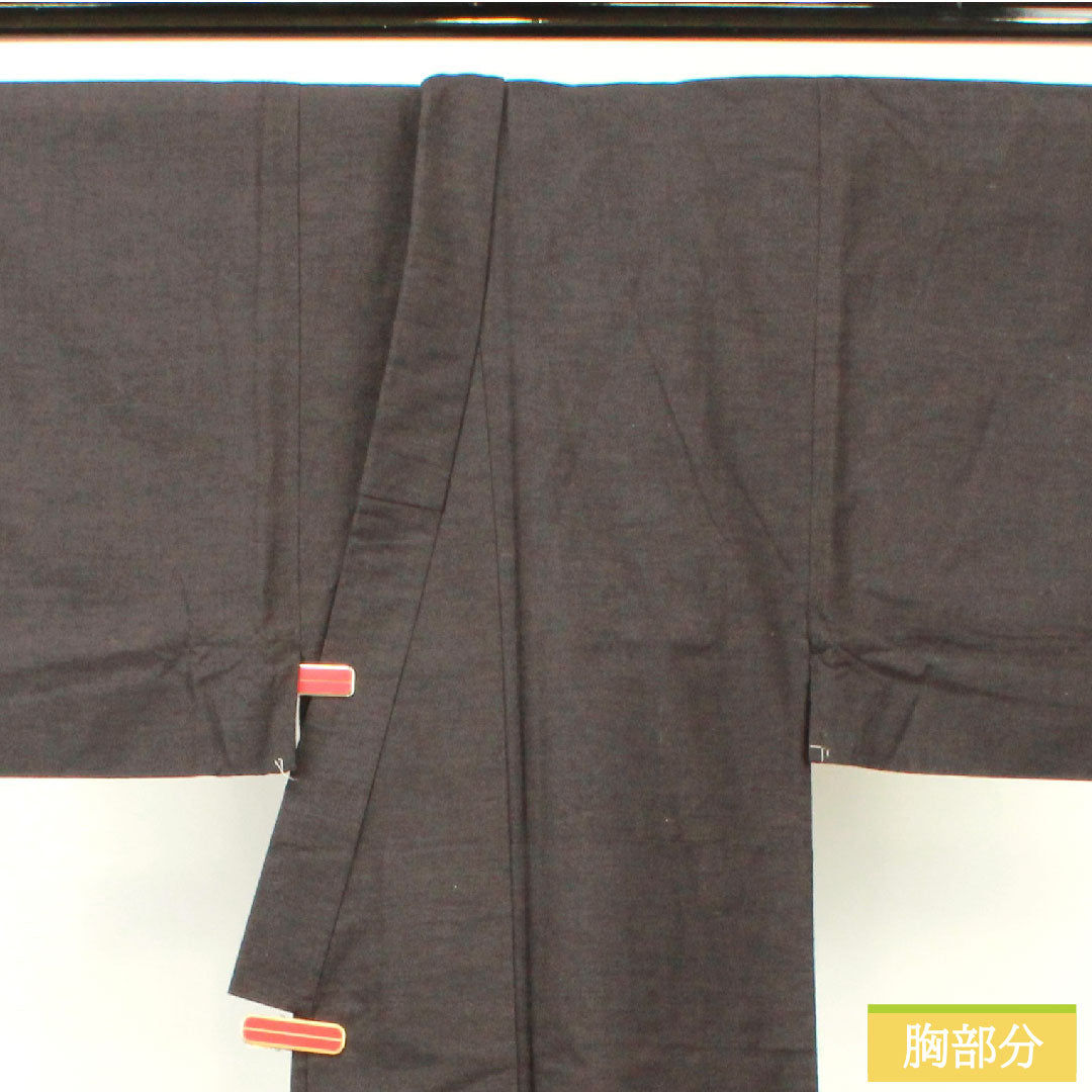 男物 正絹 身丈129cm 裄丈63.5cm 黒鼠色（くろねずいろ） 真綿紬 Sランク 袷 茶系 1119000852214