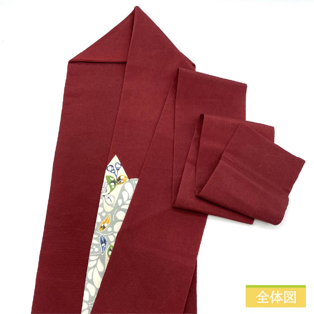 Nagoya obi, shrimp color, crepe fabric, Tsujigahana, obi length 366cm, pure silk, S rank, point pattern, casual, vermilion, 1124007482316, Nagoya style