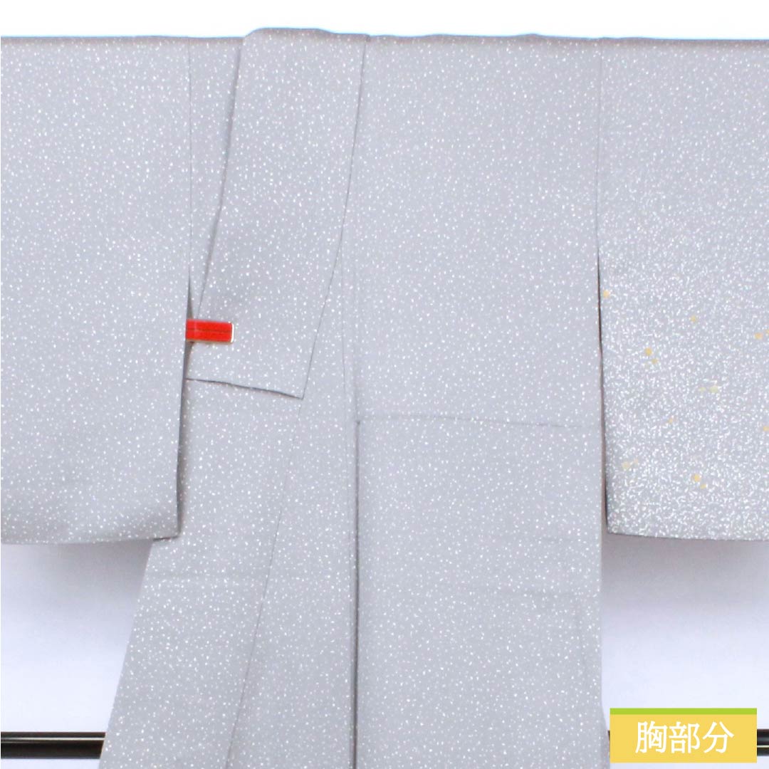 訪問着 正絹 Sランク 袷 身丈157.5cm 裄丈65.5cm つるば鼠色（つるばねずみいろ） タタキ染 箔飛ばし グレー系 1112006502322