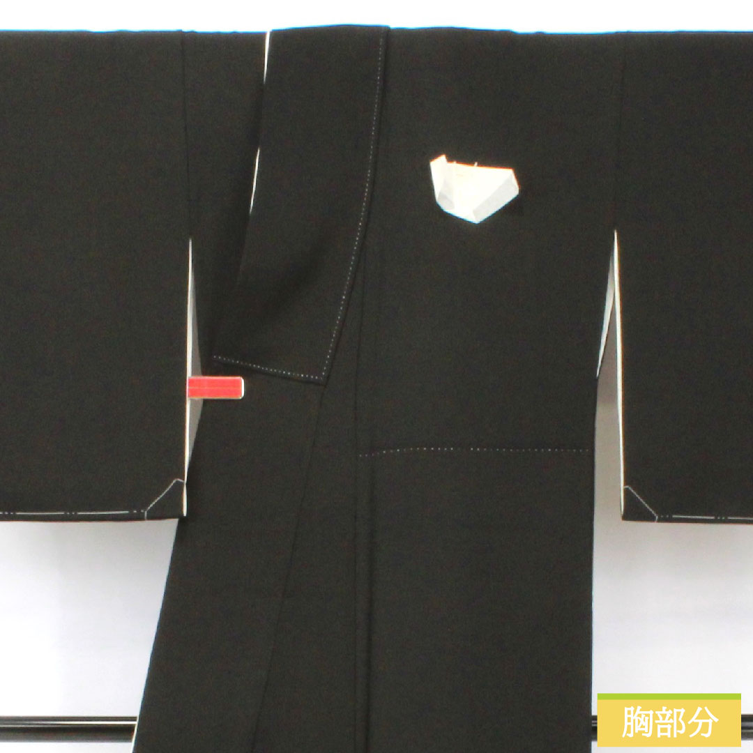 黒留袖 正絹 身丈158.5cm 裄丈62cm 袷 京加賀友禅 草花模様 作家物 五つ紋 花菱 Aランク 黒系 1111001673310