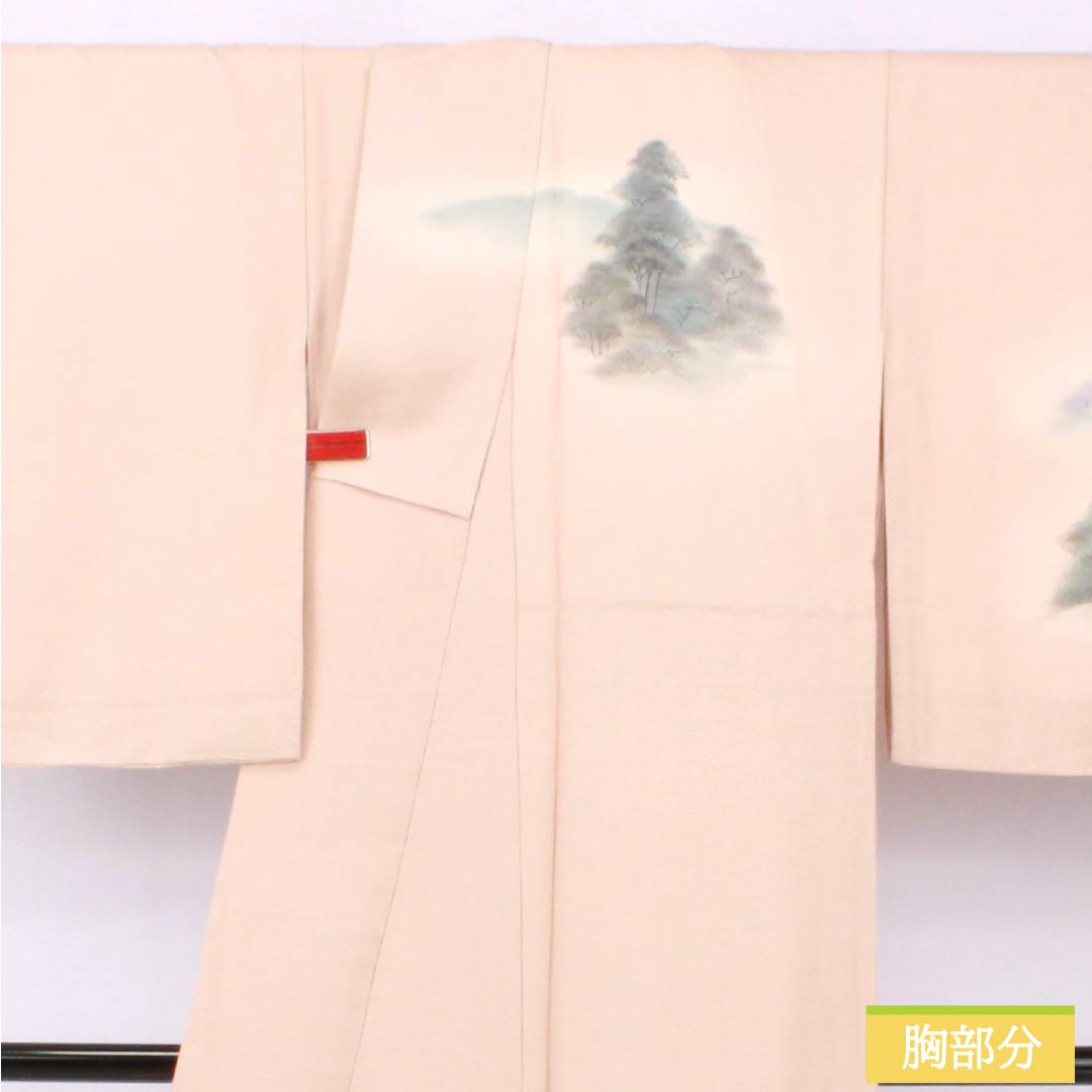 訪問着 正絹 Sランク 袷 身丈161cm 裄丈65.5cm 乙女色（おとめいろ） 京友禅 作家物 金閣寺 風景画 しつけ糸付き ピンク系 1112007172413