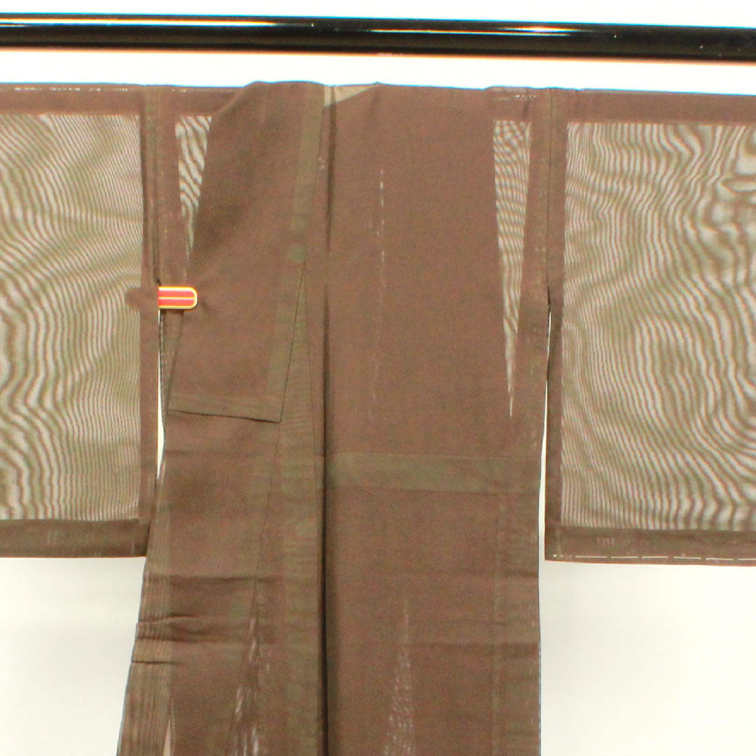 Summer item, pure silk, plain color, length 170cm, sleeve length 65.5cm, charcoal black, basting thread included, gauze, A rank, brown, 1132001353614