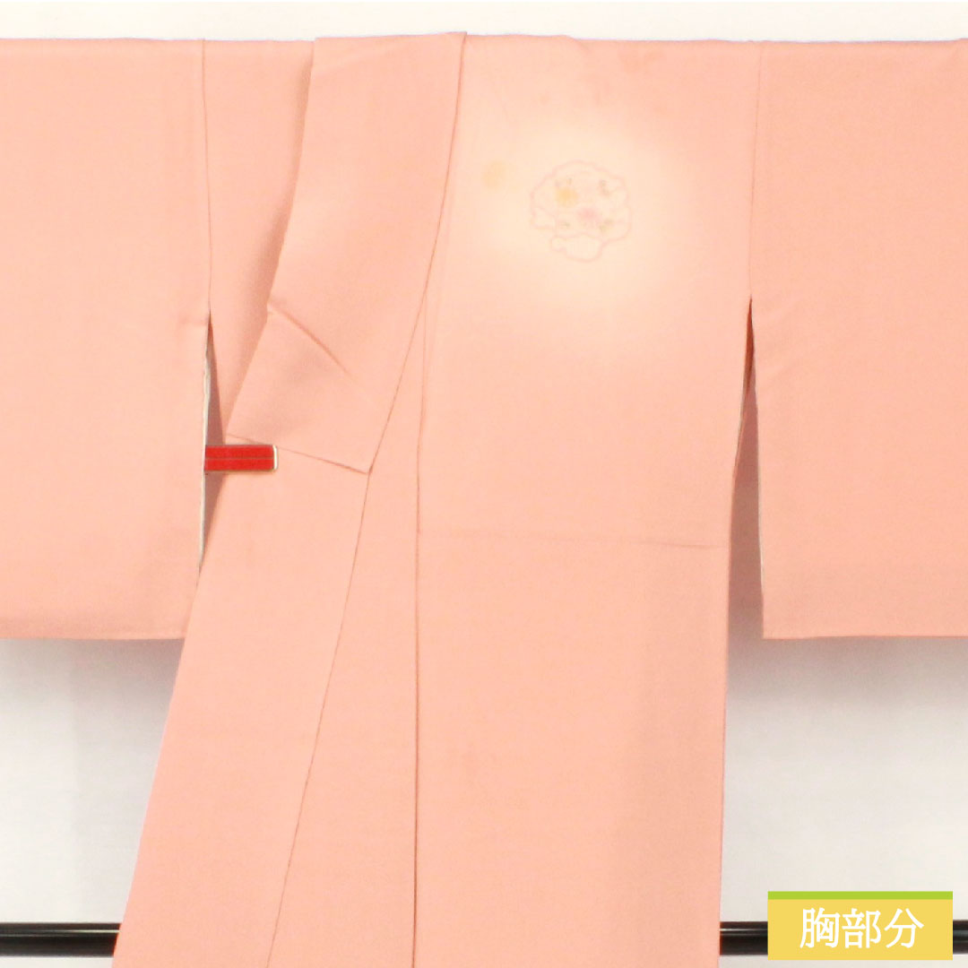 Colored Tomesode, pure silk, length 155cm, sleeve length 62.5cm, lined, Shinonome-iro (Shinonome-iro), Suzhou embroidery, auspicious motif, one crest, circle with different hawk feathers, B rank, pink, 1111001694313