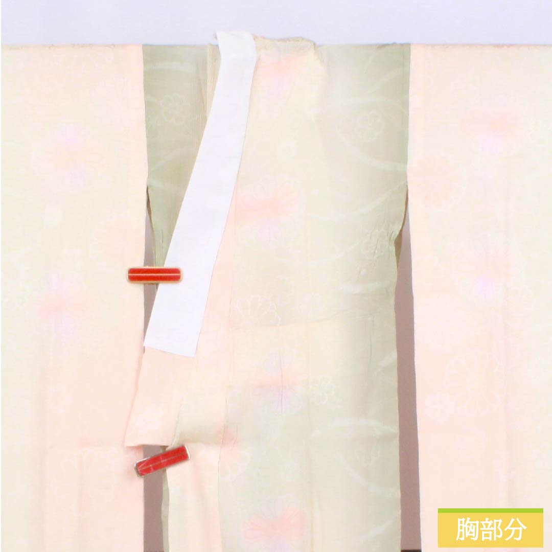長襦袢 正絹 Sランク 身丈119cm 裄丈61.5cm 単衣 乙女色（おとめいろ） ぼかし染 菊 半衿付き ピンク系 1129000842113