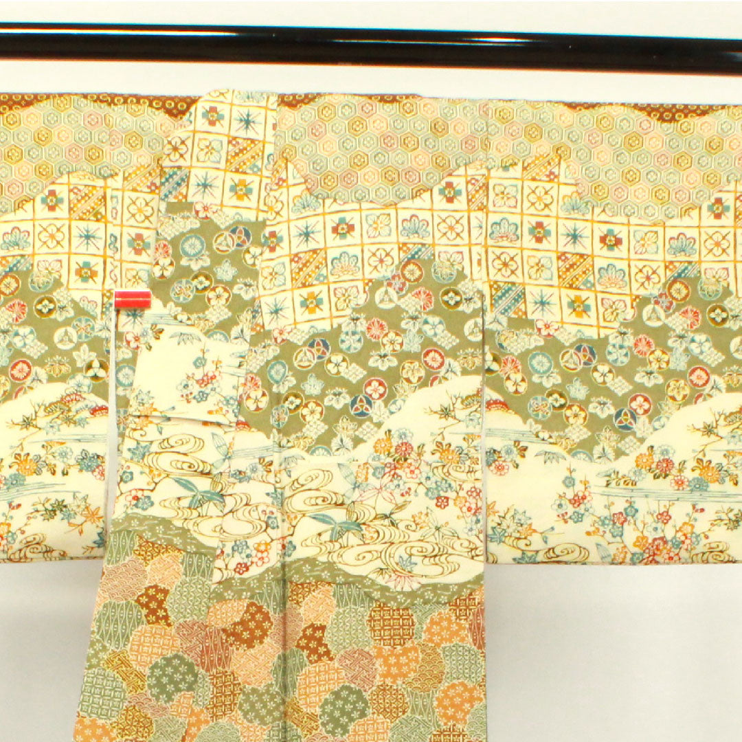 訪問着 正絹 袷 身丈158cm 裄丈63cm 京紅型 吉祥文様 Sランク グラデーション系 1112003212399
