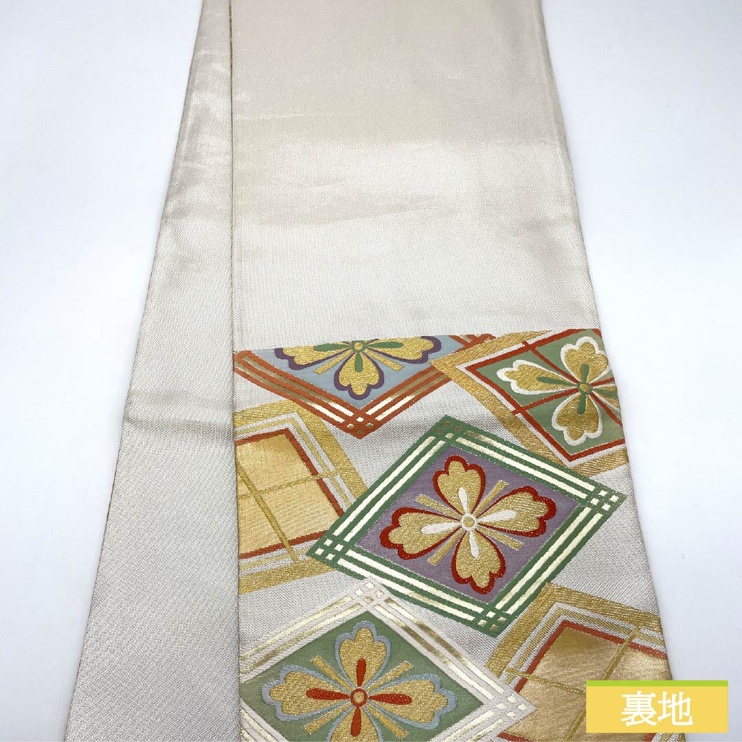 【Unfinished】Fukuro obi, pure silk, S-rank, Komori Textile, for Kurotomesode/Furisode, Sueri, Nishijin-ori, obi length 452cm, Rokutsu, formal, silver-toned, 1123015572422