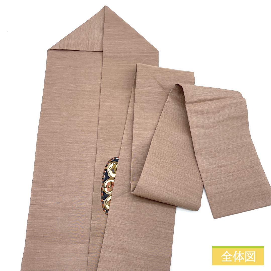 Nagoya obi, Saga gray, Tsuzure weave, Inca bird, obi length 366cm, pure silk, S rank, point pattern, casual, brown, 1124007552314, Nagoya style