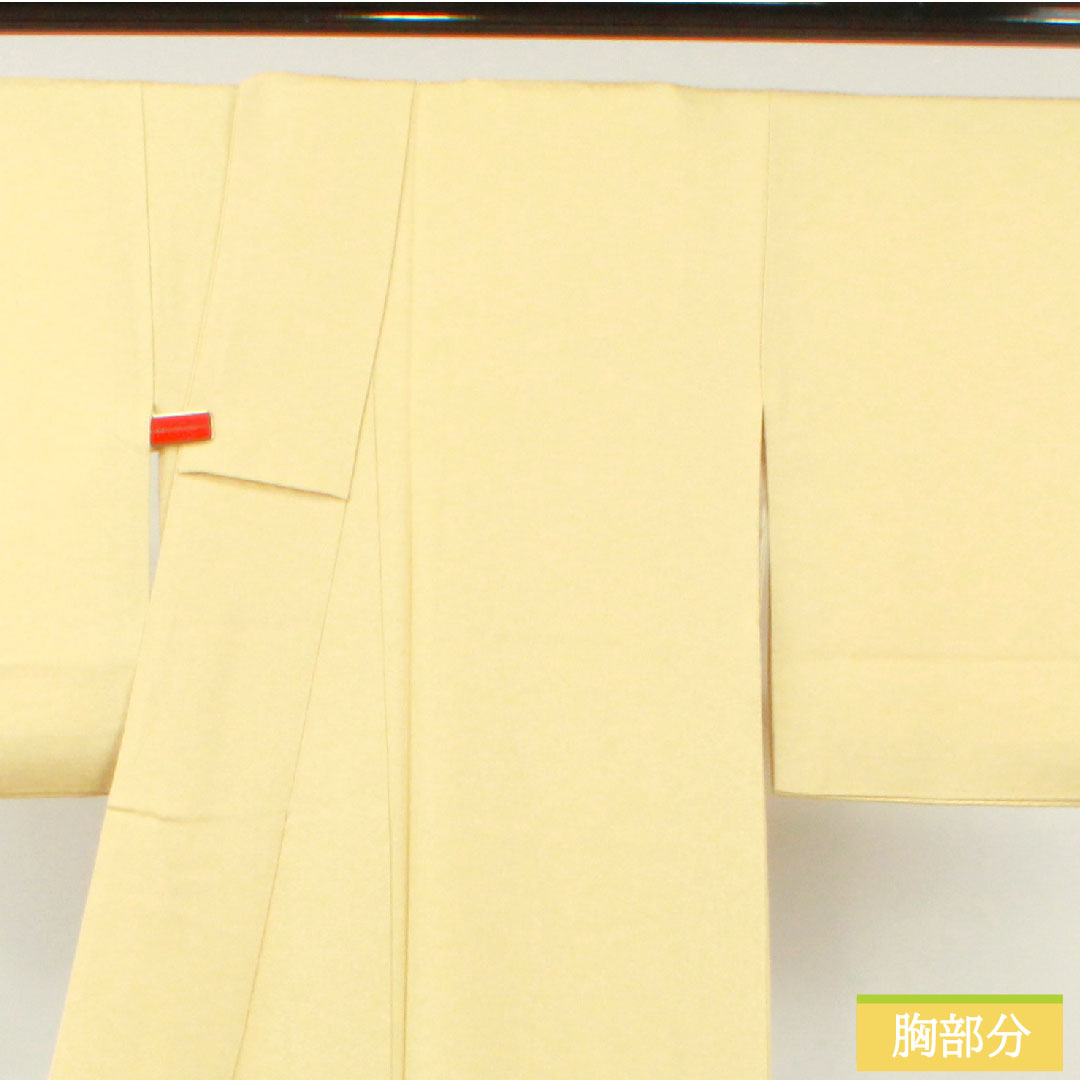 Plain color, pure silk, length 155.5cm, sleeve length 64.5cm, Tokyo white brown, plain color, plum blossom pattern, lined, A rank, yellow, 1114001463323