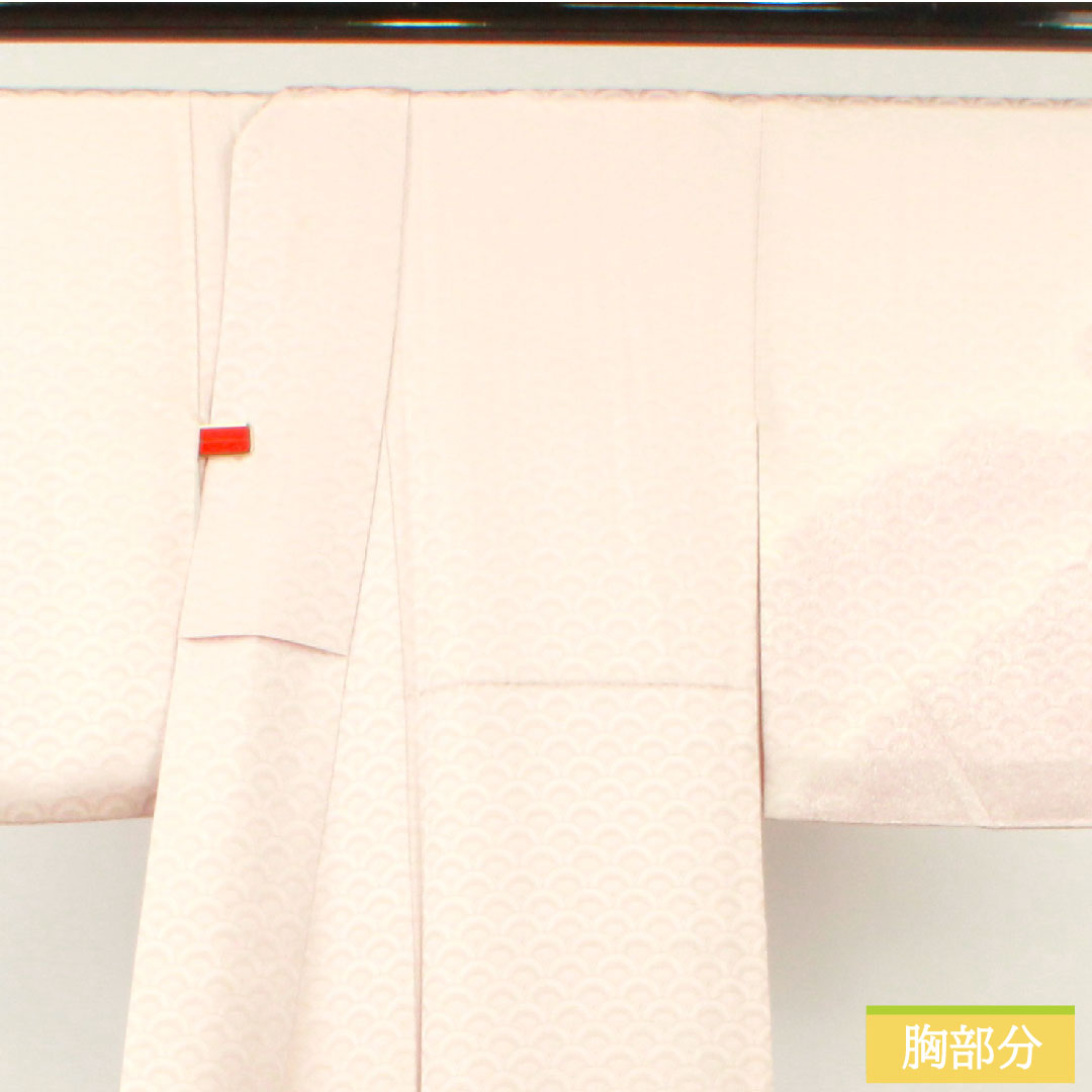 色無地 正絹 身丈164.5cm 裄丈63.5cm 桜色（さくらいろ） 扇 無地訪問着 袷 紋なし Aランク ピンク系 1114001393413