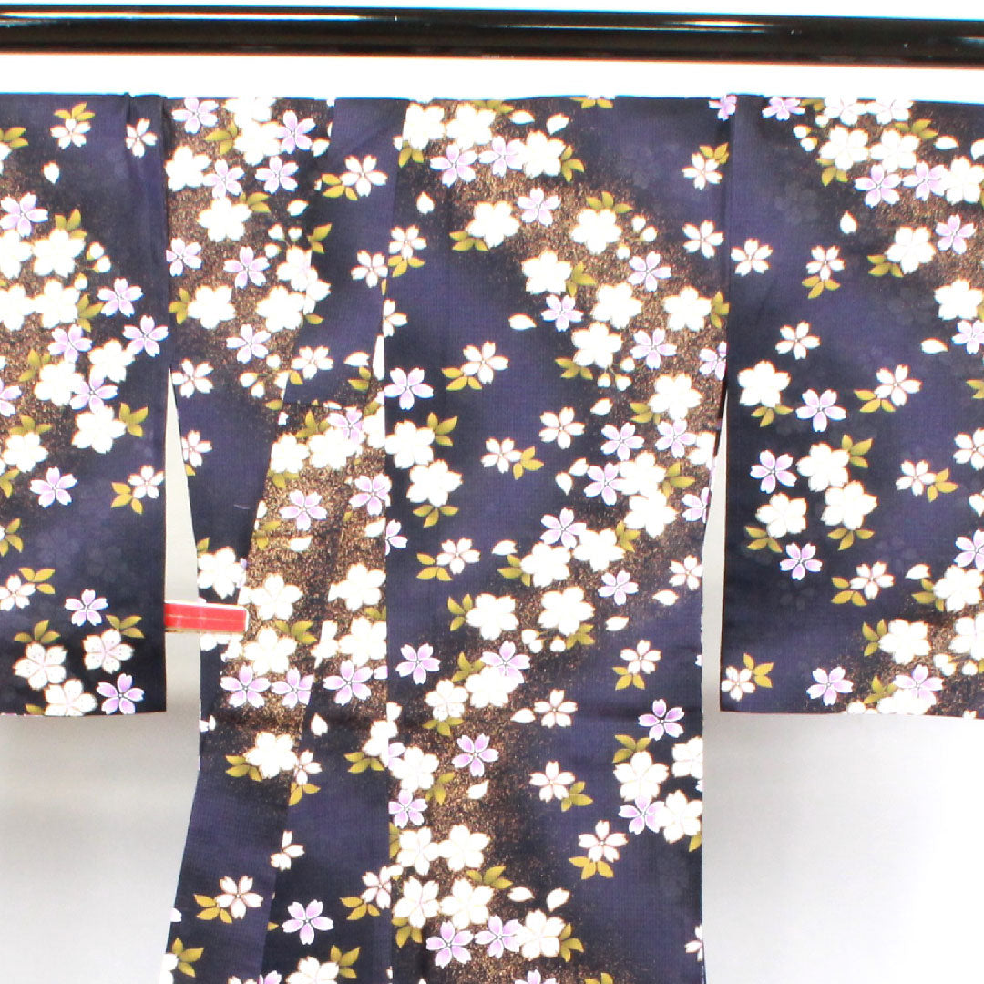 Yukata, brown, cherry blossom, cotton, S rank, single layer, length 167cm, sleeve length 67cm, purple, 1118003552520