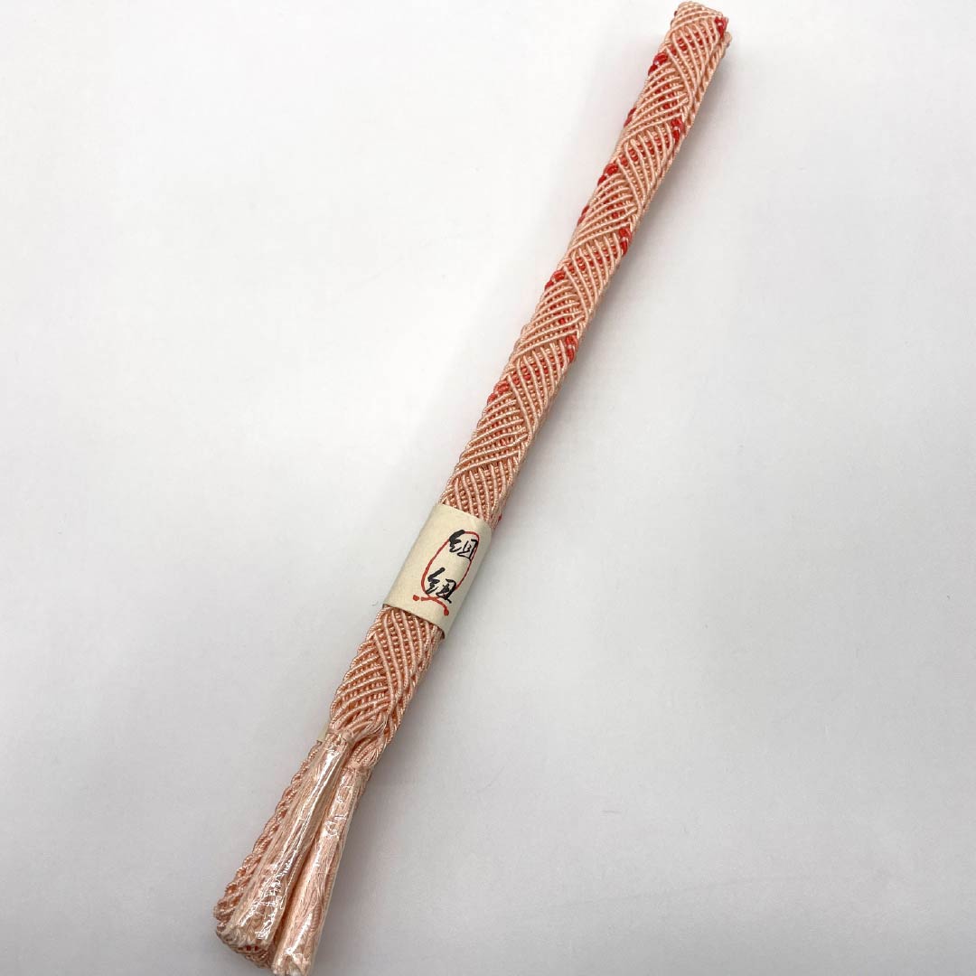 (Like new) Obijime and Obiage Set, Pure Silk, New Rank, Salmon (Sakeiro) and Light (Usunikuiro) Colors, Shinonome (Shinonomeiro) Color, Summer, Length: Approx. 164cm, Width: Approx. 1.6cm, Orange, Semi-Formal, Item Number: 1141000261326
