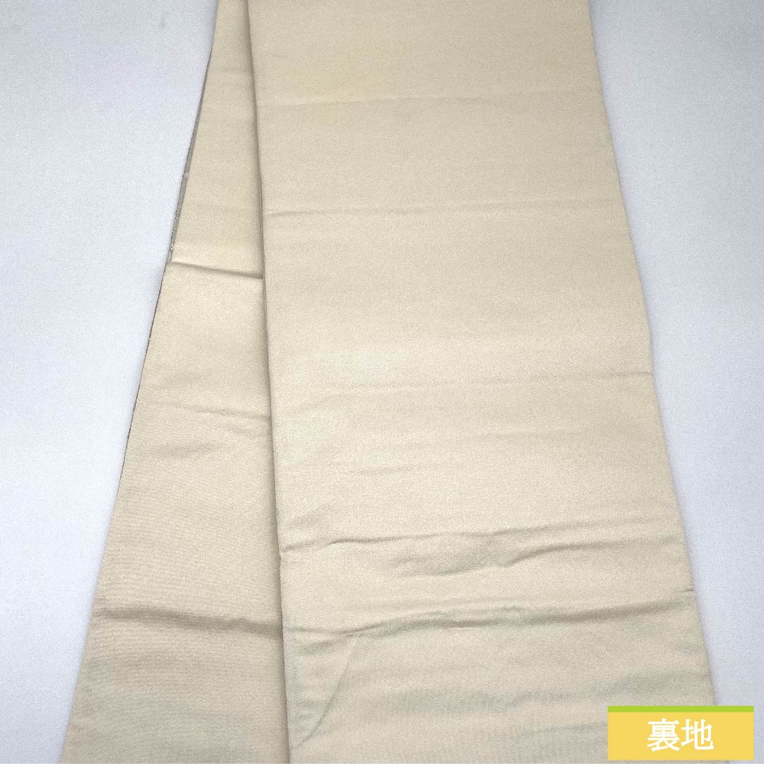 Silver Fukuro Obi, Cherry Blossom, Sayagata, Length 416cm, Pure Silk, S Rank, Six-way, Formal, Silver, 1123010282322