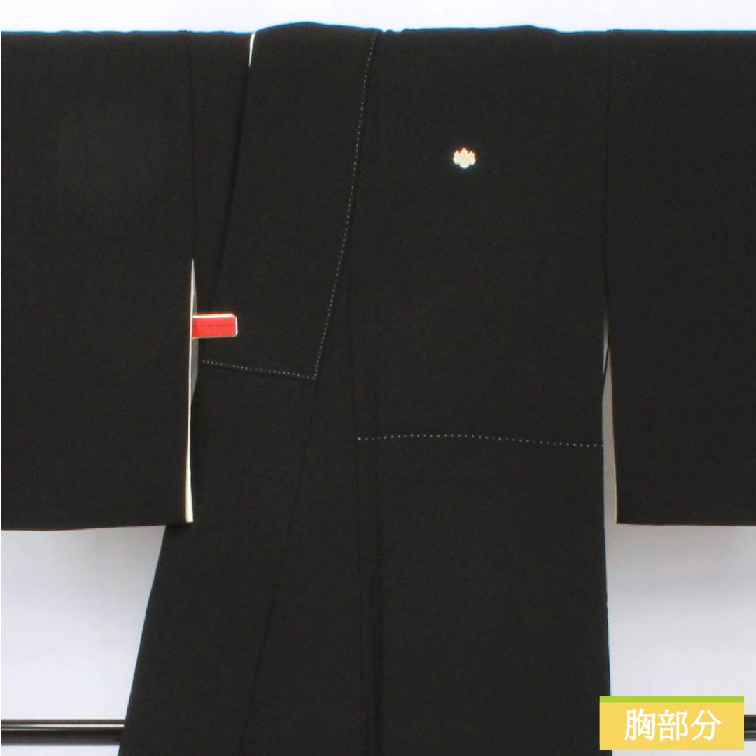 Black Tomesode (Tomesode) - Pure Silk, Rank B, Length 157cm, Sleeve Length 64.5cm, Lined, Five Crests (Gosan-kiri), Designed with a Paulownia Pattern, Crane, Pine, and Flowing Water - Black, Item Number: 1111001914310