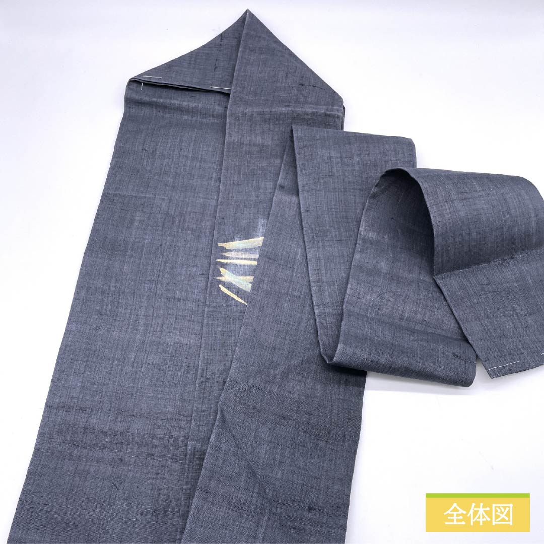 Nagoya obi, cotton, navy blue, dyed obi, iris, summer obi, obi length 365cm, S rank, point pattern, semi-formal, blue, 1124006822317, Nagoya style
