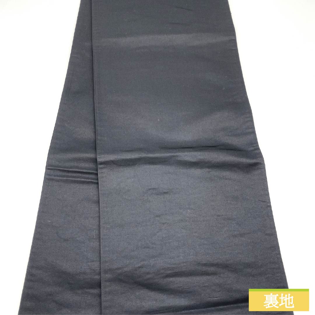[Untailored] Fukuro obi, pure silk, S-rank, for furisode, bamboo fence, tachibana, iris, obi length 432cm, rokutsu, formal, black系 1123014592310