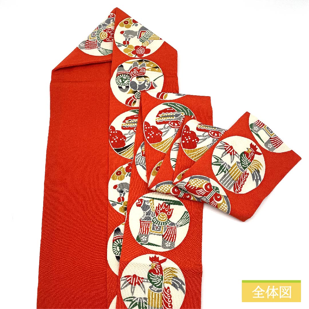 Nagoya Obi Red Toy Chirimen Obi Length 340cm Pure Silk S Rank Full Length Casual Red 1124006492312 Nagoya Style