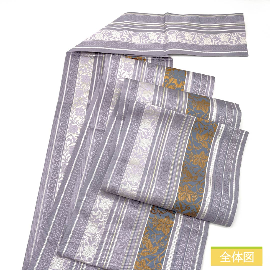 (Brand new, unused) Nagoya Obi, Pure Silk, New Rank, Light Purple (Asakikeshi Murasaki Iro), Authentic Hakata Ori (Hasun Nagoya Obi), Chikuzen Hakata Weave, 360.5cm Long, Full Length, Casual, Purple, Item Number: 1124009651320, Pine Needle Pattern