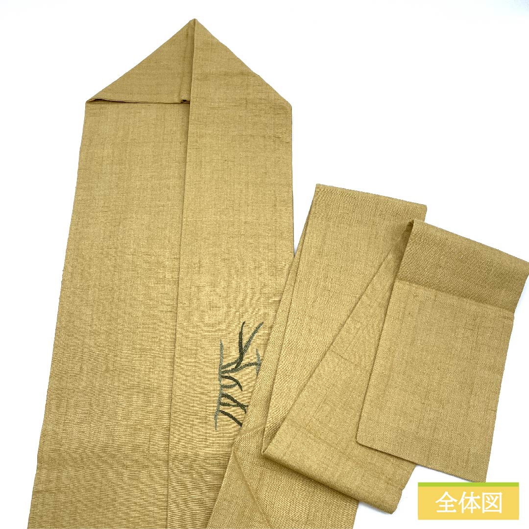 Nagoya obi, pure silk, straw color, Sagara embroidery, fish embroidery, obi length 374cm, A rank, point pattern, casual, beige, 1124006343325, Nagoya tailoring
