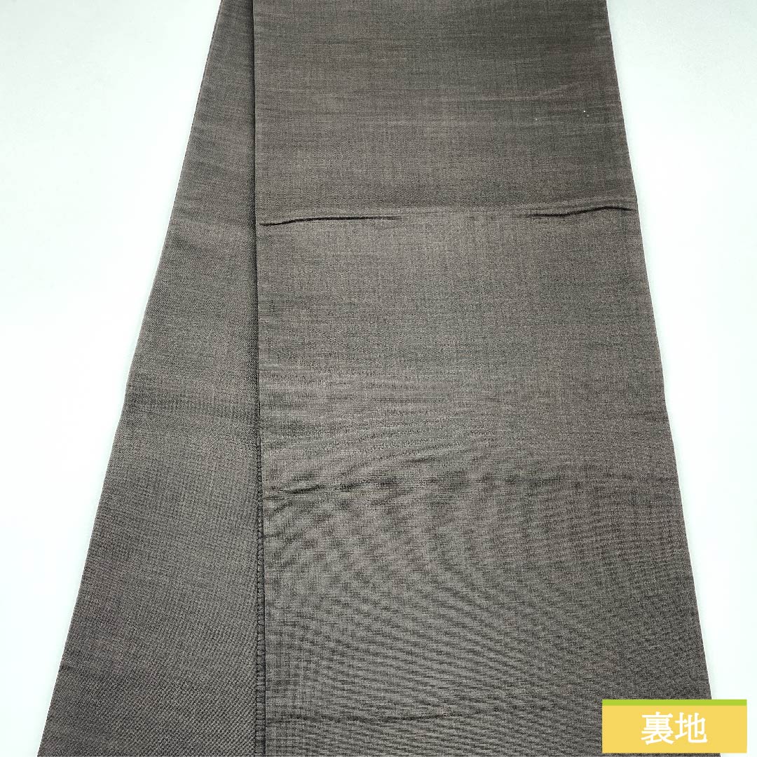 袋帯 土黒色（つちぐろいろ） 鳥 唐花 横段 帯丈428cm 正絹 Aランク 六通 カジュアル 茶系 1123010413314