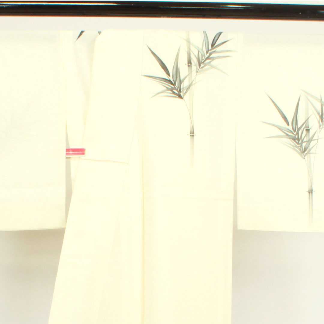 夏物 正絹 訪問着 身丈159cm 裄丈64cm 乳白色（にゅうはくしょく） 竹 絽 Sランク クリーム系 1132000482315