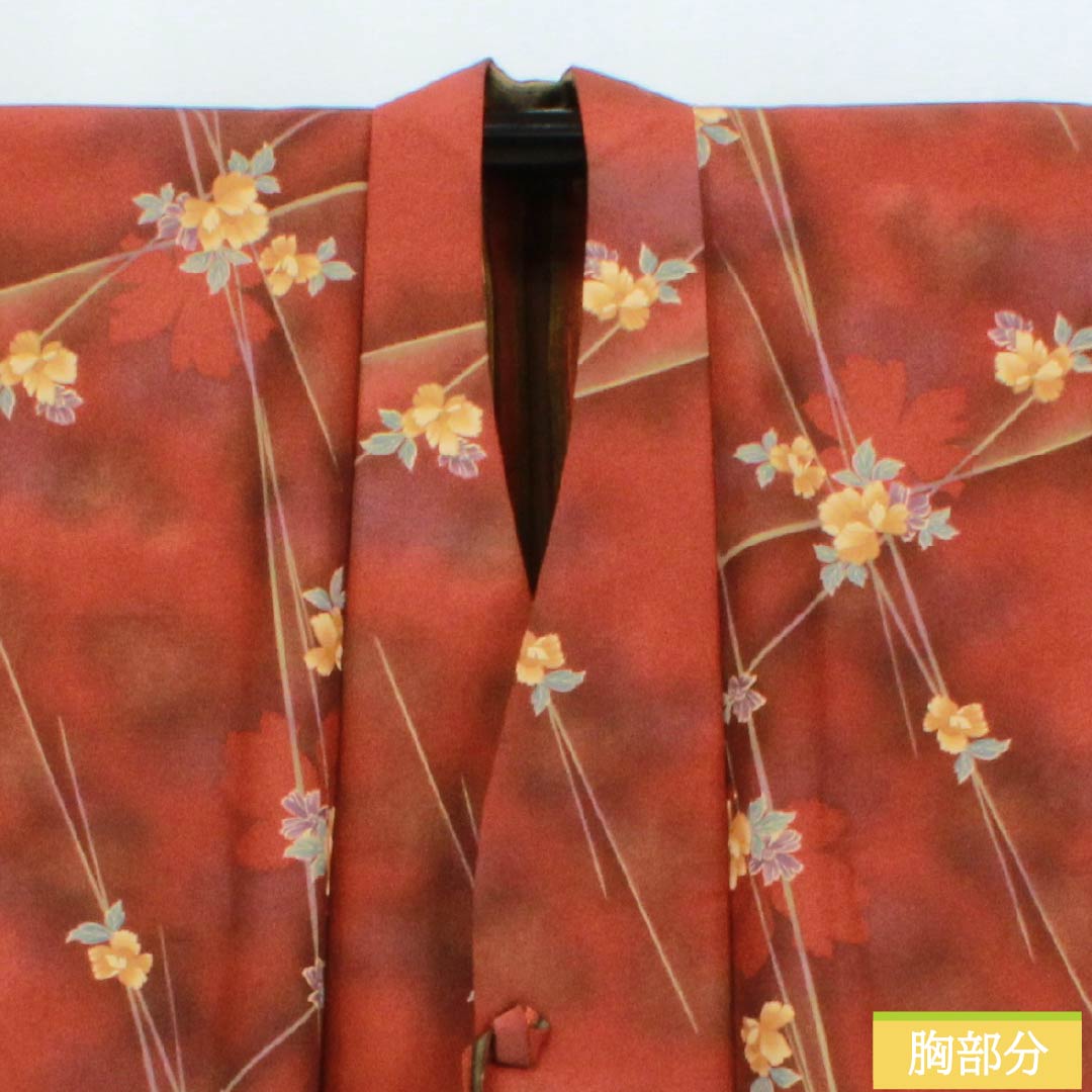 Polyester travel kimono, S rank, length 83cm, sleeve length 66cm, reversible, floral pattern, striped, lined, gradient, 1117001412999
